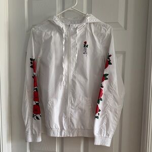 Vans White Jacket with Red Rose Design